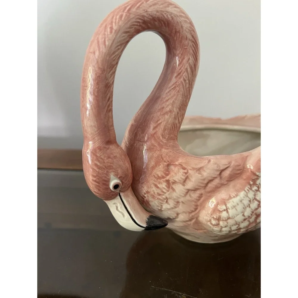 Fitz & Floyd Pink Flamingo Porcelain Tureen Sauceboat BOTTOM ONLY Planter Vtg